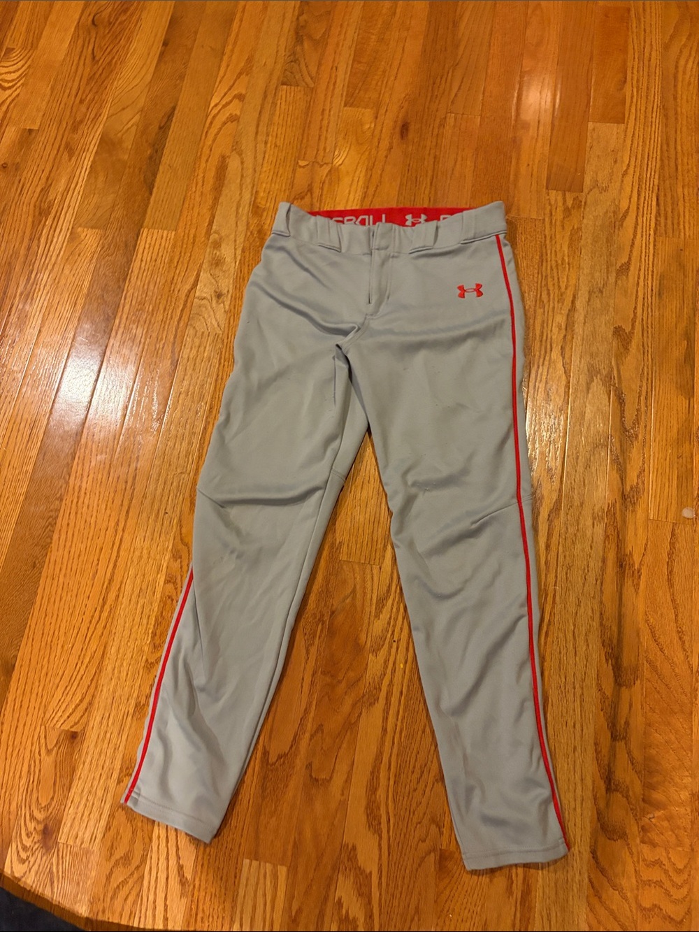 Under Armour Kids Gray Joggers with Red Piping